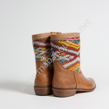 Bottines Kilim cuir mababouche authentiques et éthiques (Réf. MCC1-40)