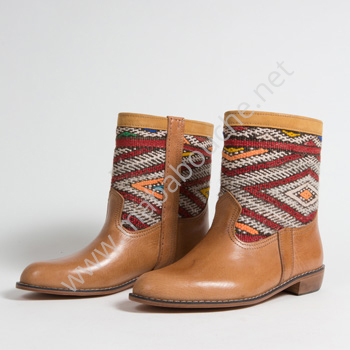 Bottines Kilim cuir mababouche authentiques et éthiques (Réf. MCC2-42)