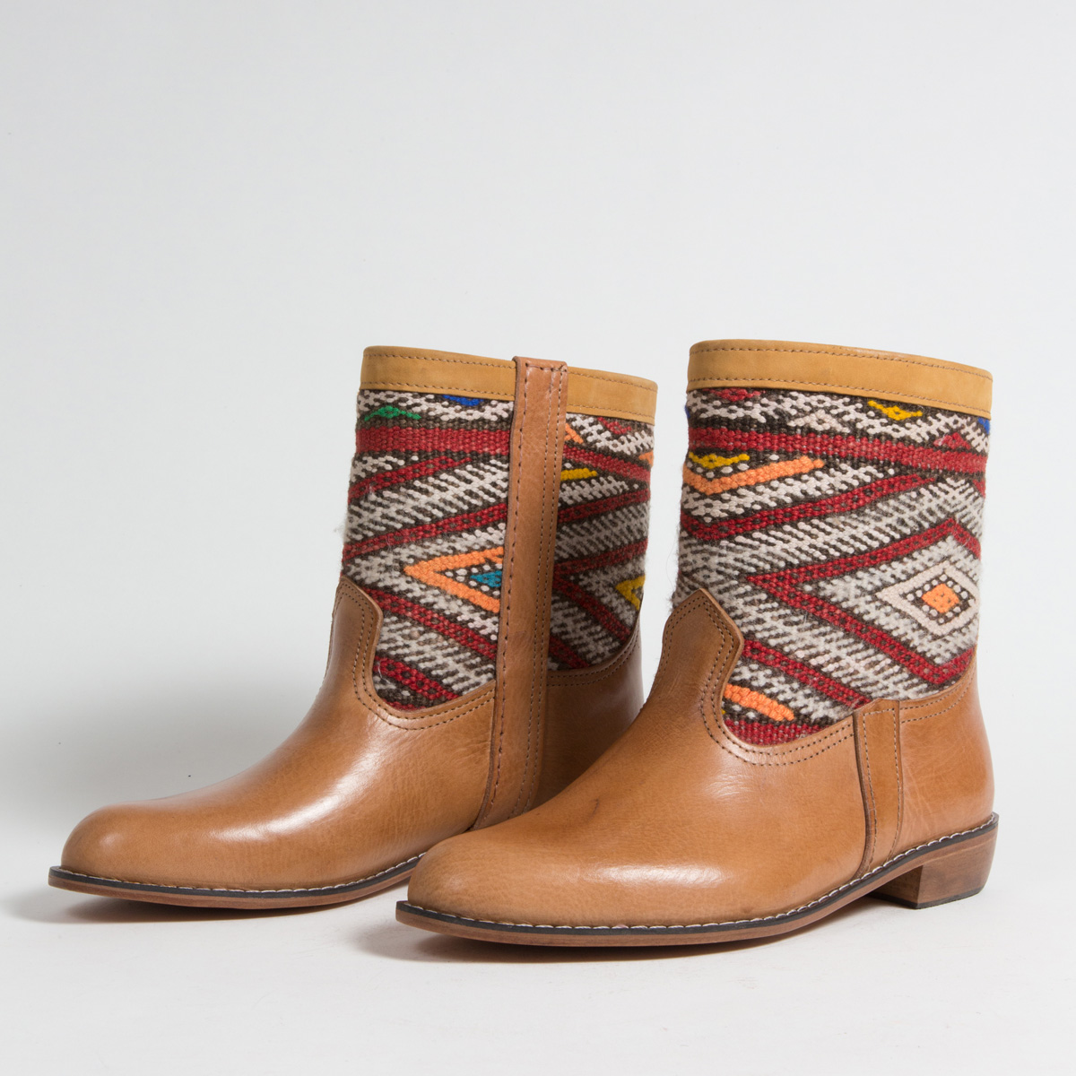 Bottines Kilim cuir mababouche artisanales (Réf. MCC2-42)