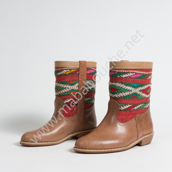 Bottines Kilim cuir mababouche authentiques et éthiques (Réf. MCH1-36)