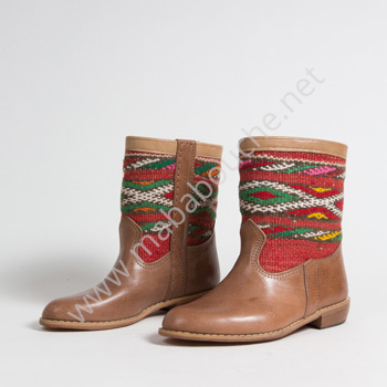 Bottines Kilim cuir mababouche authentiques et éthiques (Réf. MCH2-37)