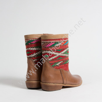 Bottines Kilim cuir mababouche authentiques et éthiques (Réf. MCH2-37)