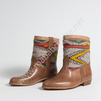 Bottines Kilim cuir mababouche authentiques et éthiques (Réf. MCH3-38)