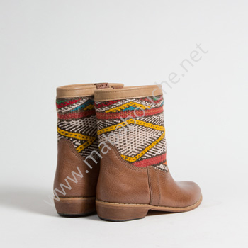 Bottines Kilim cuir mababouche authentiques et éthiques (Réf. MCH3-38)