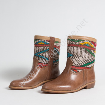 Bottines Kilim cuir mababouche authentiques et éthiques (Réf. MCH4-39)