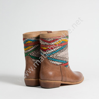 Bottines Kilim cuir mababouche authentiques et éthiques (Réf. MCH4-39)