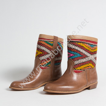 Bottines Kilim cuir mababouche authentiques et éthiques (Réf. MCH5-40)