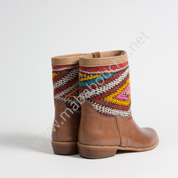 Bottines Kilim cuir mababouche authentiques et éthiques (Réf. MCH5-40)