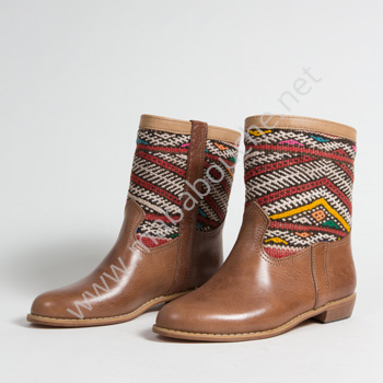 Bottines Kilim cuir mababouche authentiques et éthiques (Réf. MCH6-42)