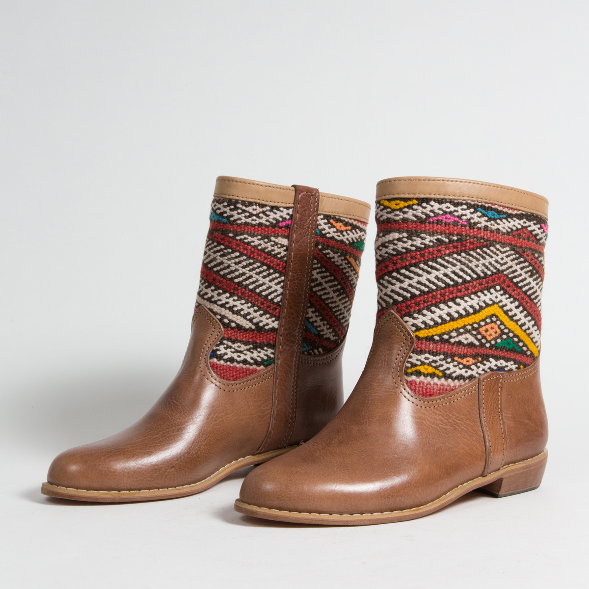 Bottines Kilim cuir mababouche artisanales (Réf. MCH6-42)