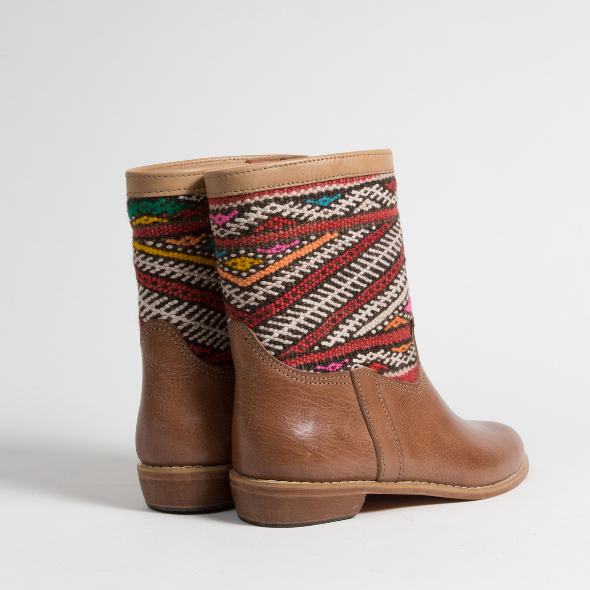 Bottines Kilim cuir mababouche artisanales (Réf. MCH6-42)