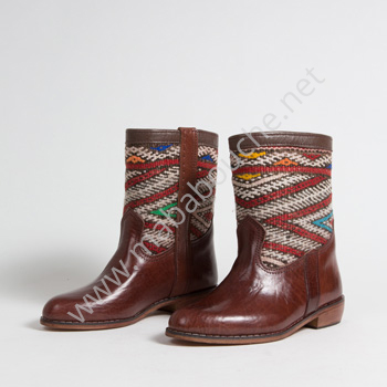 Bottines Kilim cuir mababouche authentiques et éthiques (Réf. MCM1-36)