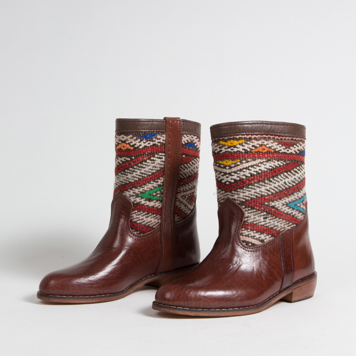 Bottines Kilim cuir mababouche artisanales (Réf. MCM1-36)