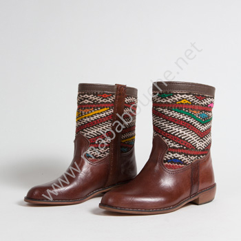 Bottines Kilim cuir mababouche authentiques et éthiques (Réf. MCM2-37)