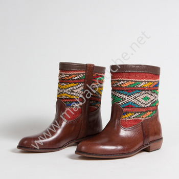 Bottines Kilim cuir mababouche authentiques et éthiques (Réf. MCM3-38)