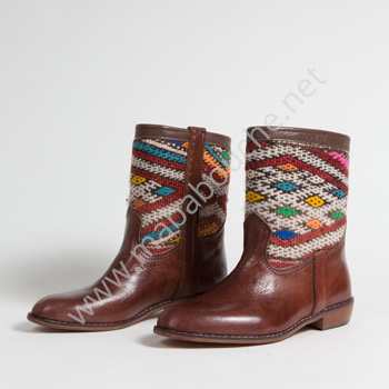 Bottines Kilim cuir mababouche authentiques et éthiques (Réf. MCM4-39)