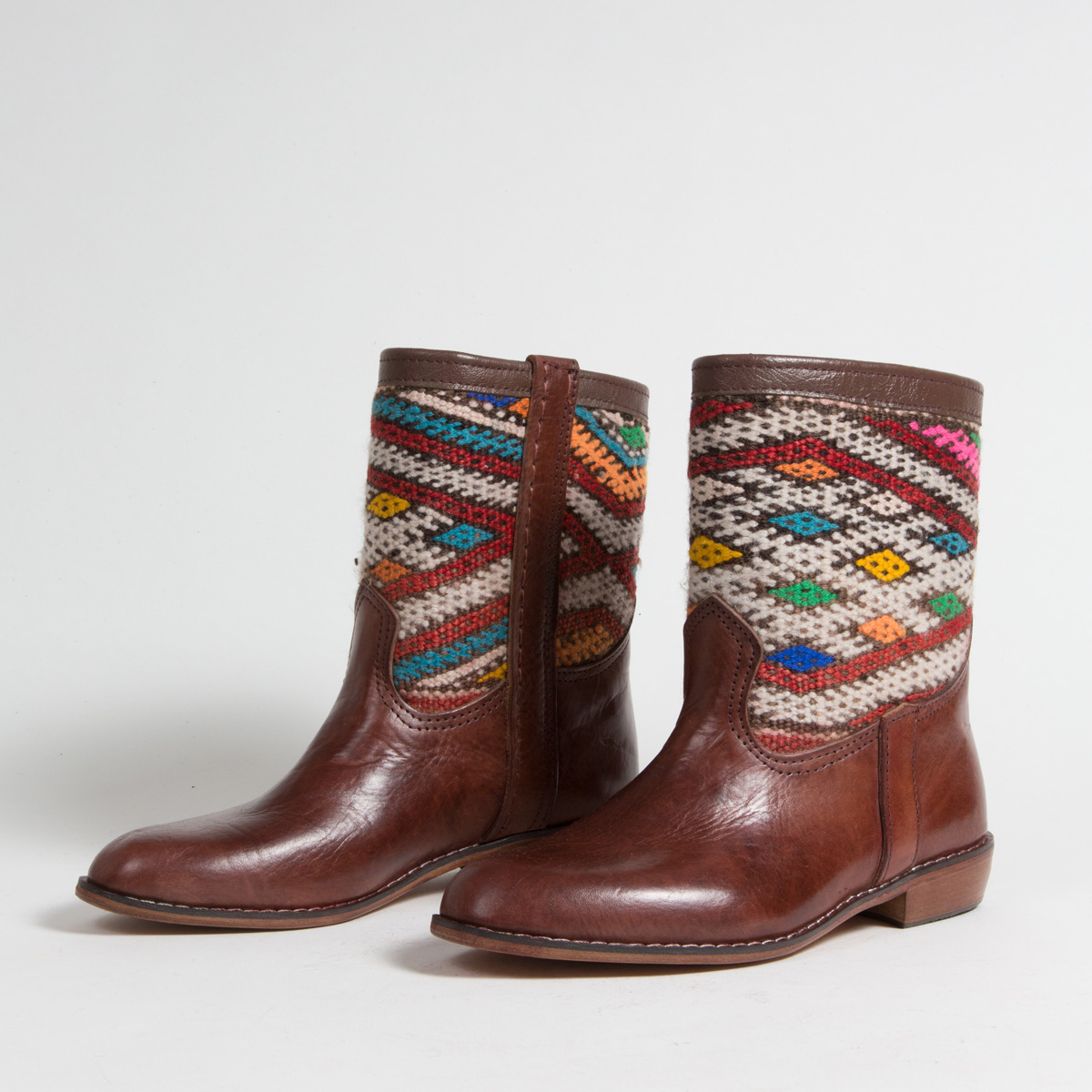 Bottines Kilim cuir mababouche artisanales (Réf. MCM4-39)