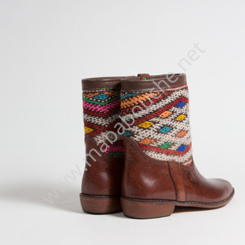 Bottines Kilim cuir mababouche authentiques et éthiques (Réf. MCM4-39)