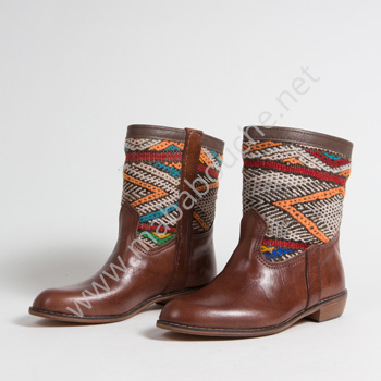 Bottines Kilim cuir mababouche authentiques et éthiques (Réf. MCM5-39)