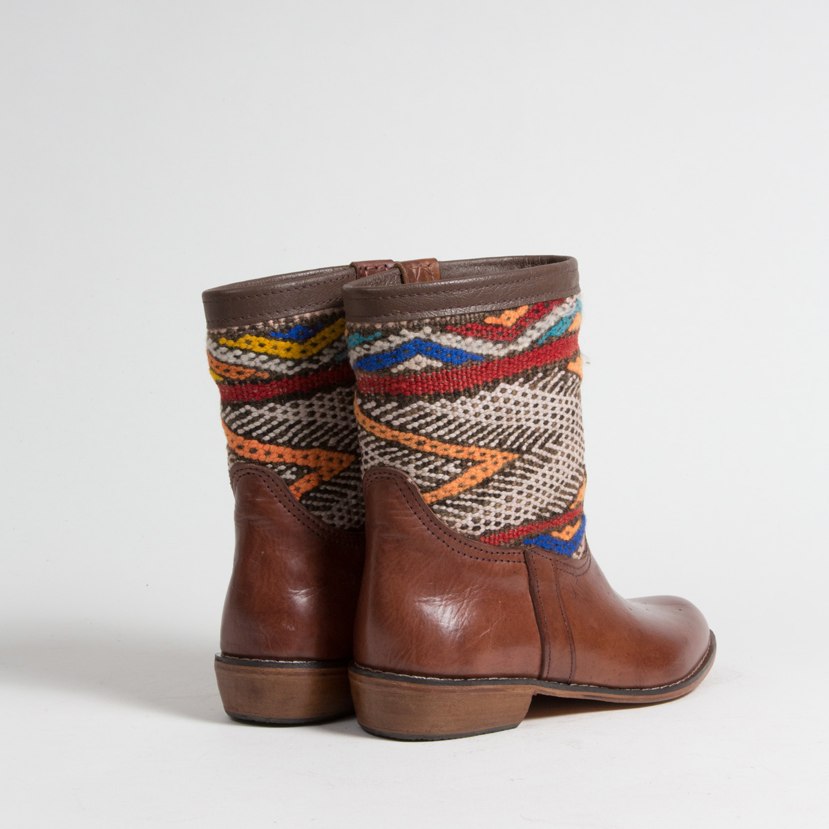 Bottines Kilim cuir mababouche artisanales (Réf. MCM5-39)