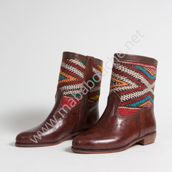 Bottines Kilim cuir mababouche authentiques et éthiques (Réf. MCM6-40)