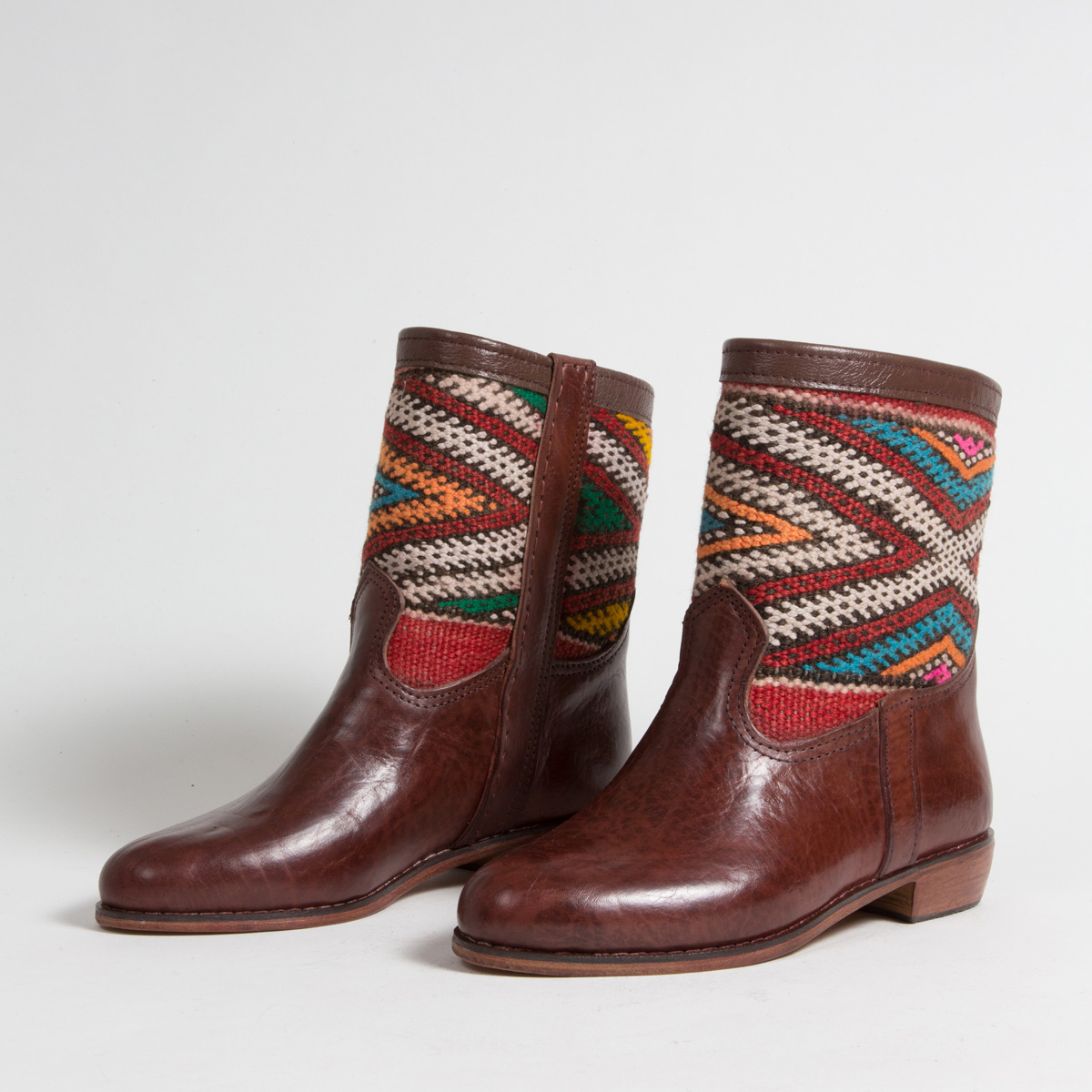 Bottines Kilim cuir mababouche artisanales (Réf. MCM6-40)