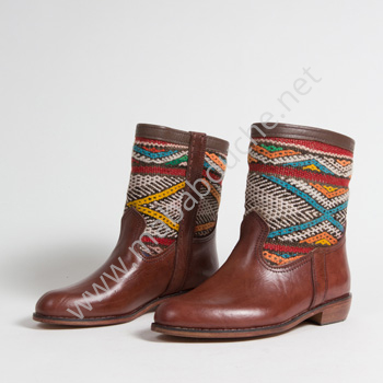 Bottines Kilim cuir mababouche authentiques et éthiques (Réf. MCM7-40)