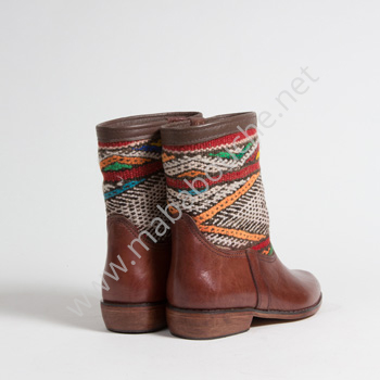 Bottines Kilim cuir mababouche authentiques et éthiques (Réf. MCM7-40)