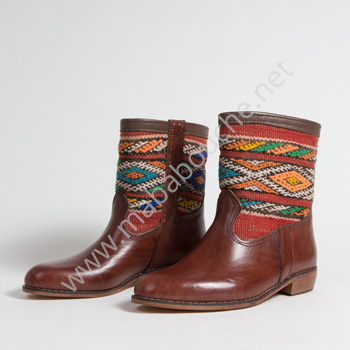 Bottines Kilim cuir mababouche authentiques et éthiques (Réf. MCM8-41)