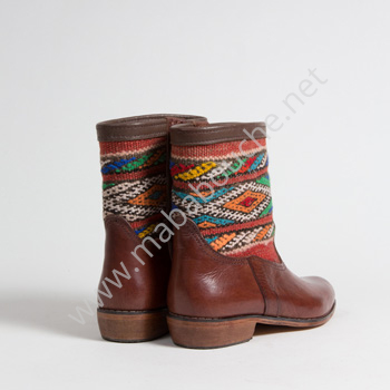 Bottines Kilim cuir mababouche authentiques et éthiques (Réf. MCM8-41)