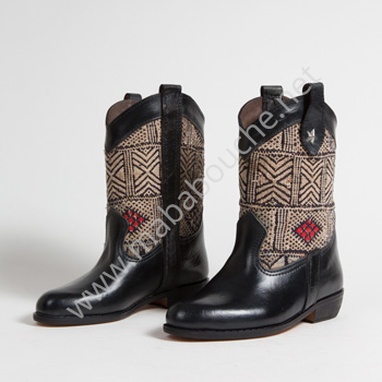 Bottines Kilim cuir mababouche authentiques et éthiques (Réf. MN1-36)