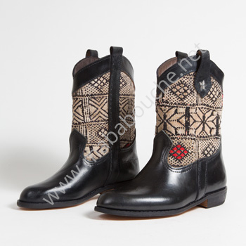 Bottines Kilim cuir mababouche authentiques et éthiques (Réf. MN10-39)