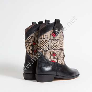 Bottines Kilim cuir mababouche authentiques et éthiques (Réf. MN10-39)