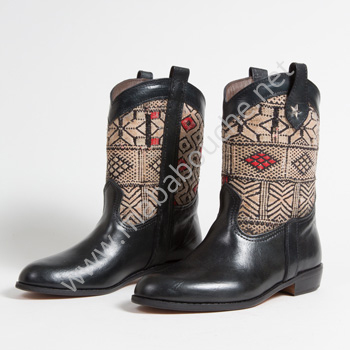 Bottines Kilim cuir mababouche authentiques et éthiques (Réf. MN11-40)