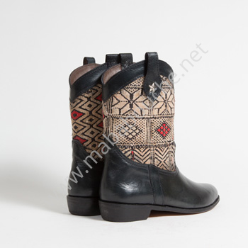 Bottines Kilim cuir mababouche authentiques et éthiques (Réf. MN11-40)