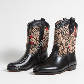 Bottines Kilim cuir mababouche authentiques et éthiques (Réf. MN12-40)