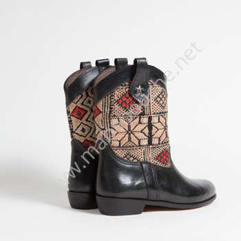 Bottines Kilim cuir mababouche authentiques et éthiques (Réf. MN12-40)