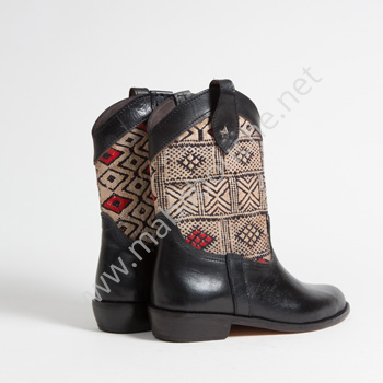 Bottines Kilim cuir mababouche authentiques et éthiques (Réf. MN13-40)