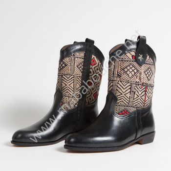 Bottines Kilim cuir mababouche authentiques et éthiques (Réf. MN14-41)