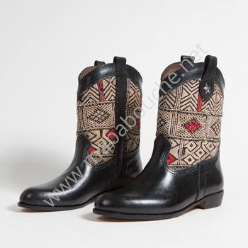 Bottines Kilim cuir mababouche authentiques et éthiques (Réf. MN15-41)