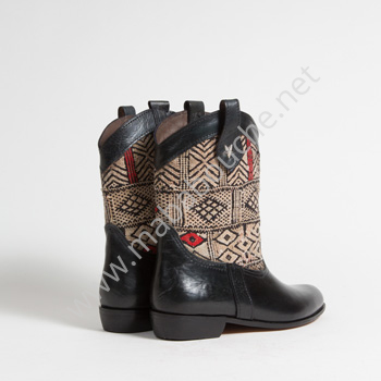 Bottines Kilim cuir mababouche authentiques et éthiques (Réf. MN15-41)