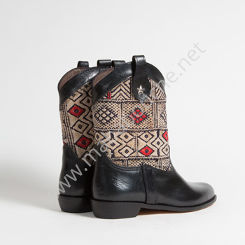 Bottines Kilim cuir mababouche authentiques et éthiques (Réf. MN16-42)