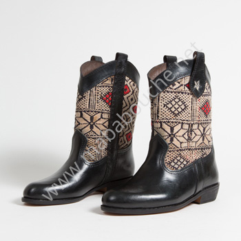 Bottines Kilim cuir mababouche authentiques et éthiques (Réf. MN2-37)