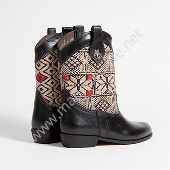 Bottines Kilim cuir mababouche authentiques et éthiques (Réf. MN2-37)