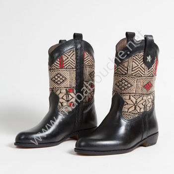 Bottines Kilim cuir mababouche authentiques et éthiques (Réf. MN3-37)