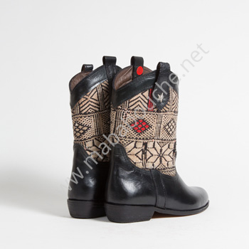 Bottines Kilim cuir mababouche authentiques et éthiques (Réf. MN3-37)