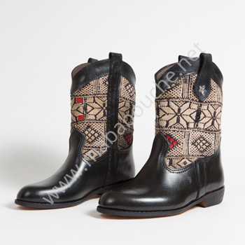 Bottines Kilim cuir mababouche authentiques et éthiques (Réf. MN4-38)