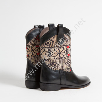 Bottines Kilim cuir mababouche authentiques et éthiques (Réf. MN4-38)