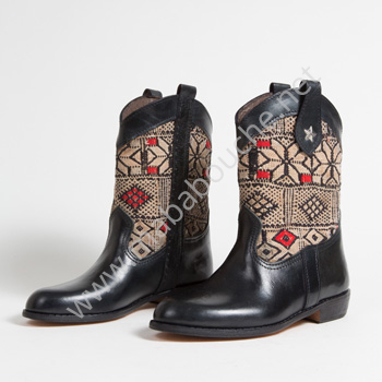 Bottines Kilim cuir mababouche authentiques et éthiques (Réf. MN5-38)