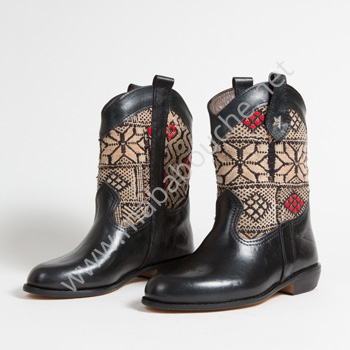 Bottines Kilim cuir mababouche authentiques et éthiques (Réf. MN6-38)